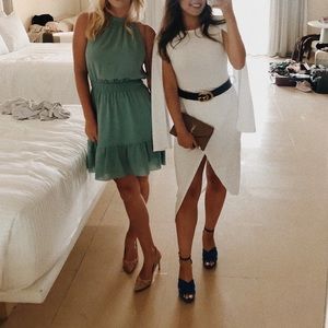 Wrap Midi Dress with Cape (white)